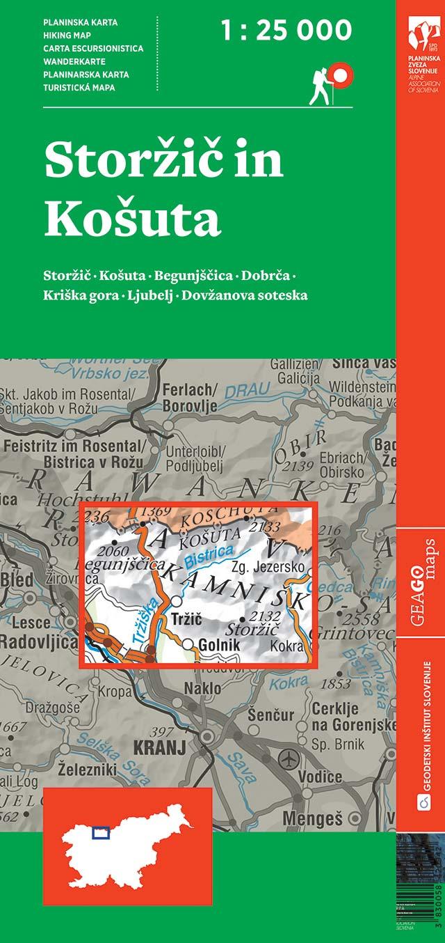 Planinska karta Storžič in Košuta