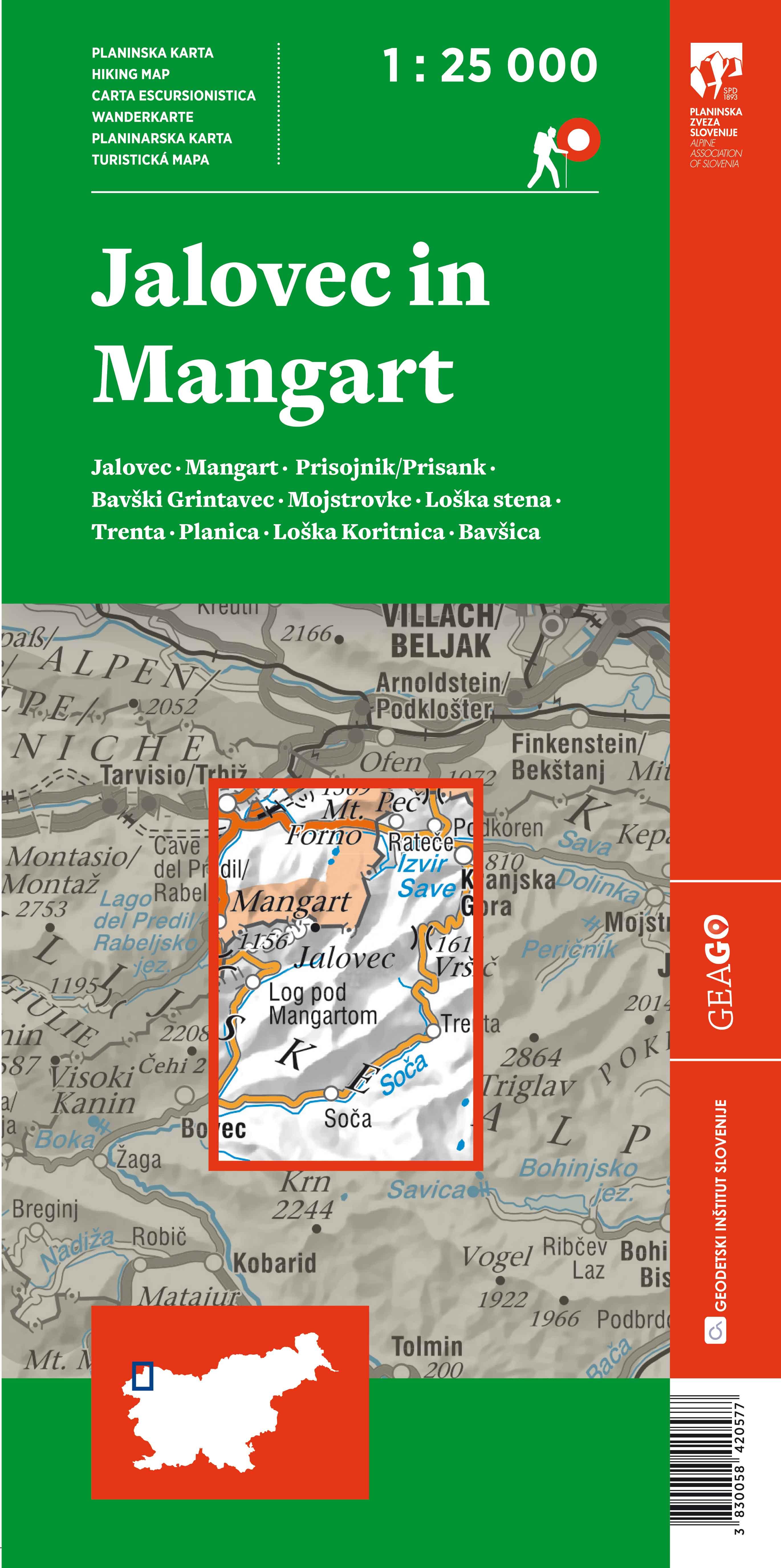 Planinska karta Jalovec in Mangart