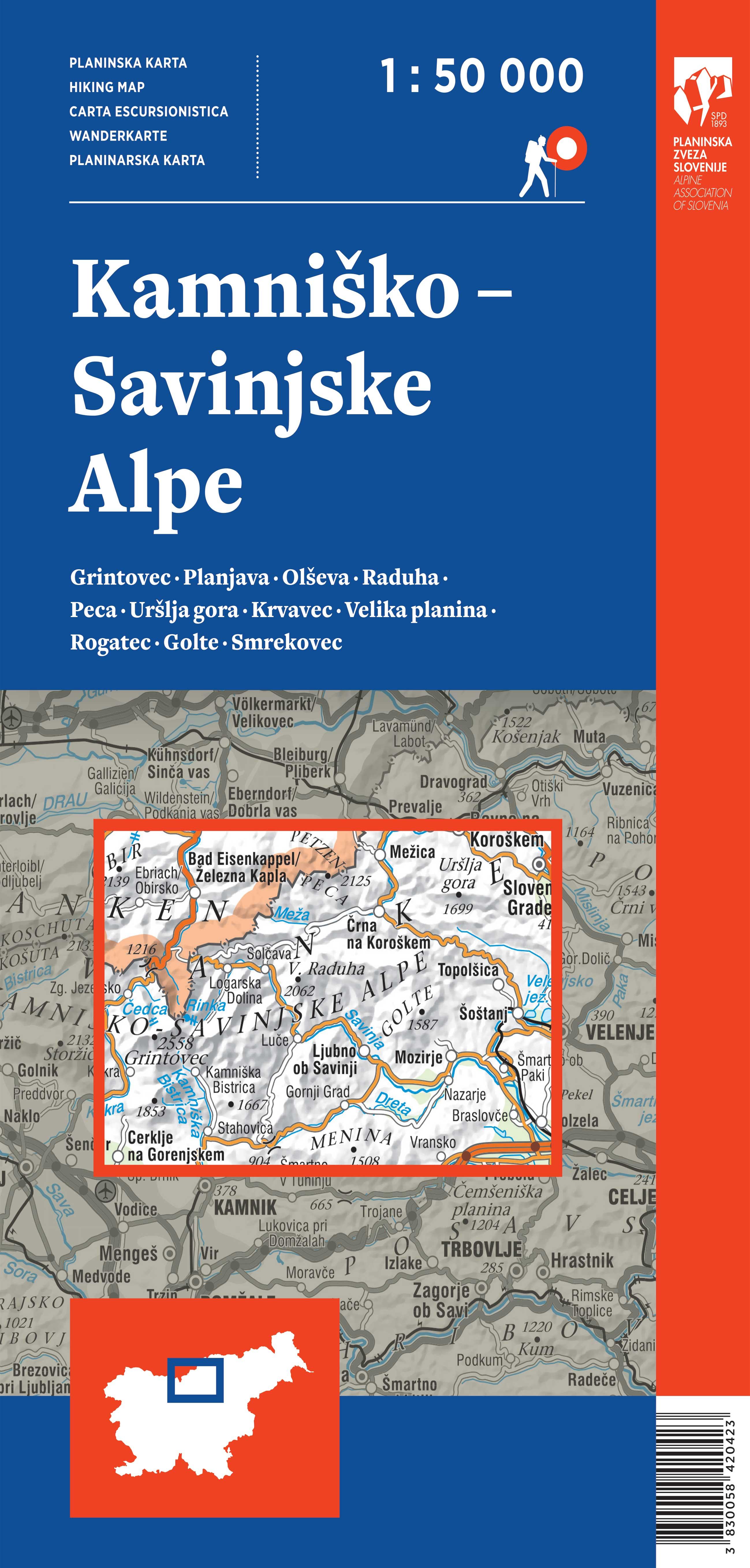 Planinska karta Kamniško-Savinjske Alpe