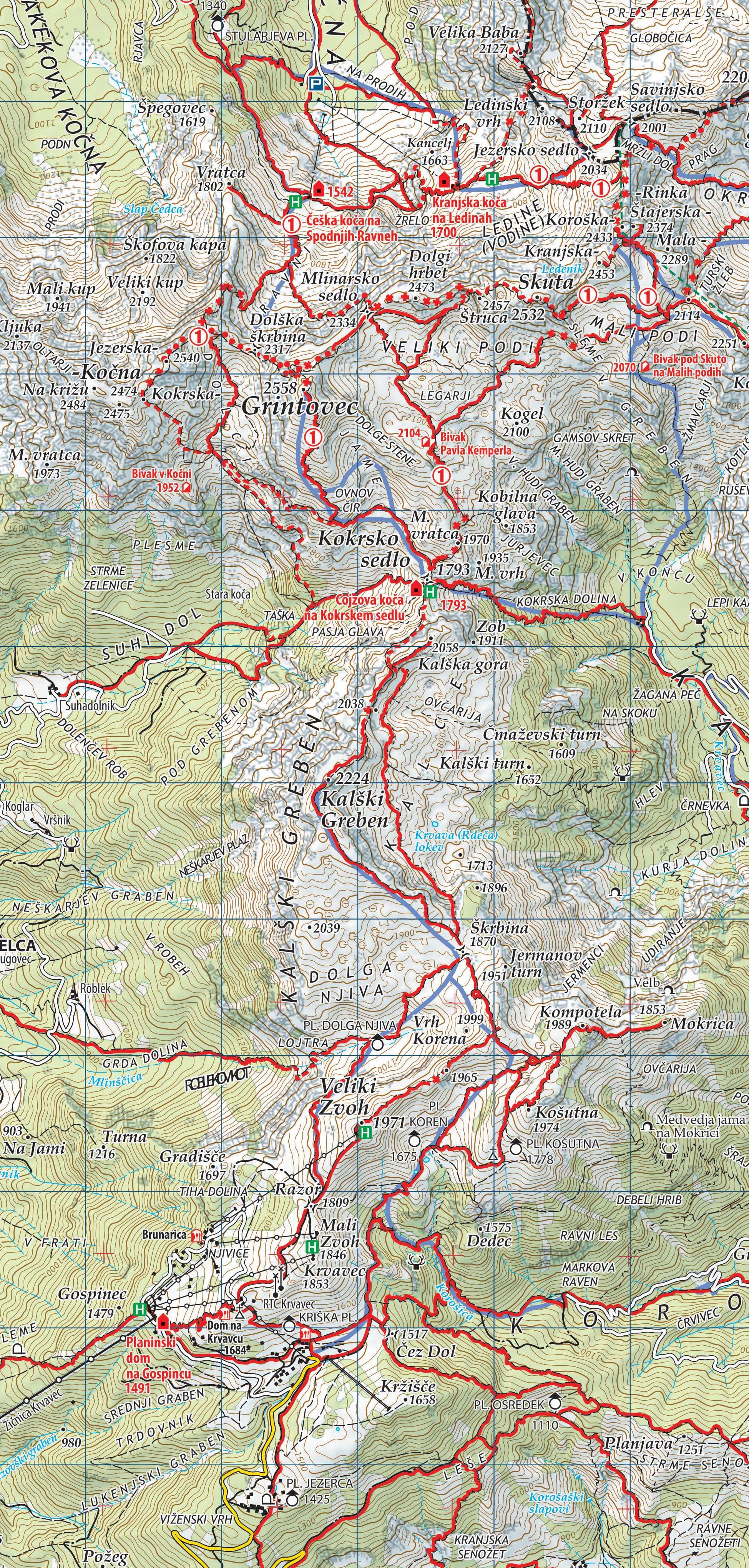 Planinska karta Kamniško-Savinjske Alpe