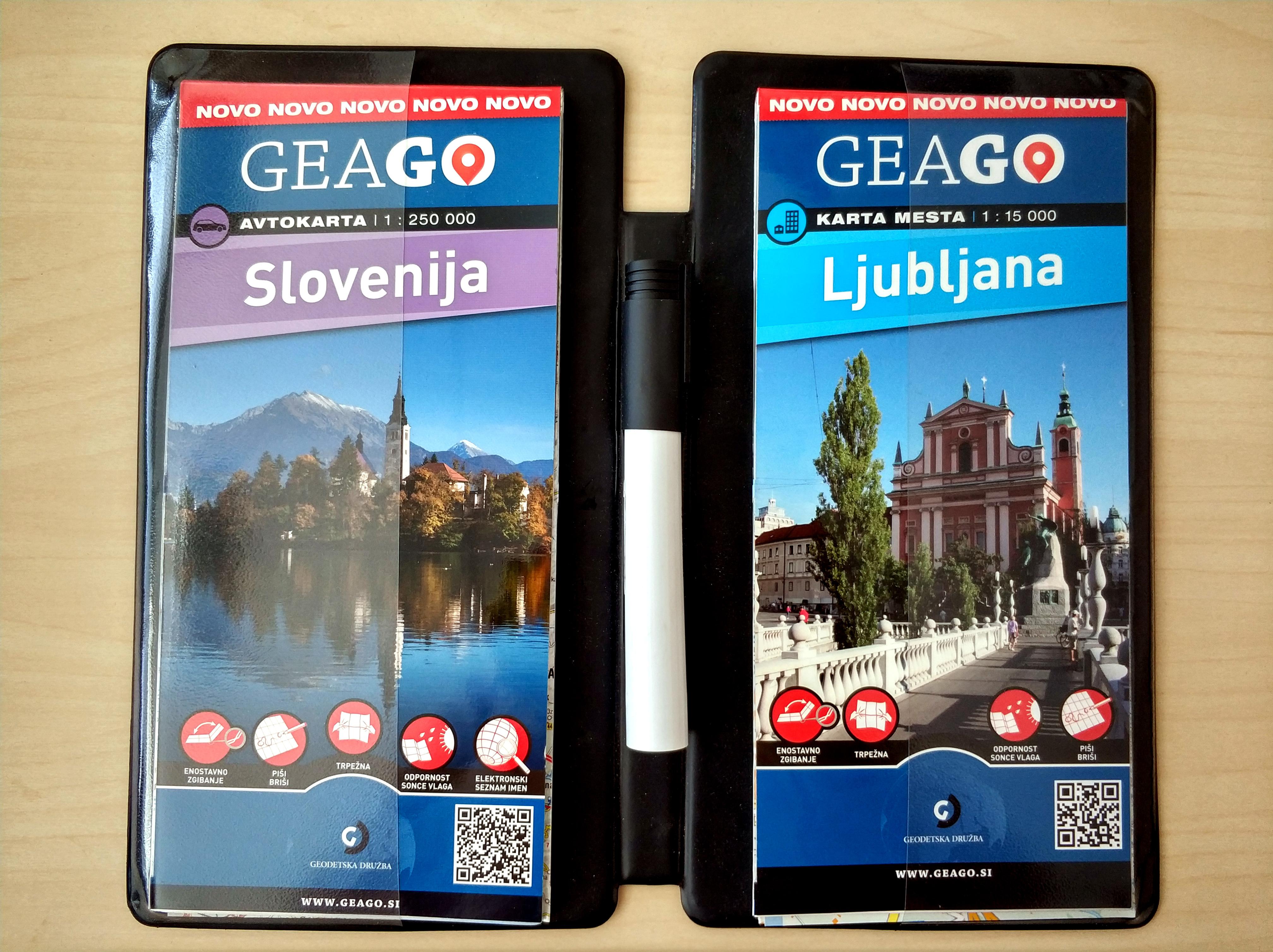 Komplet zemljevidov Slovenija in Ljubljana v priročnem plastičnem, trdem ovitku