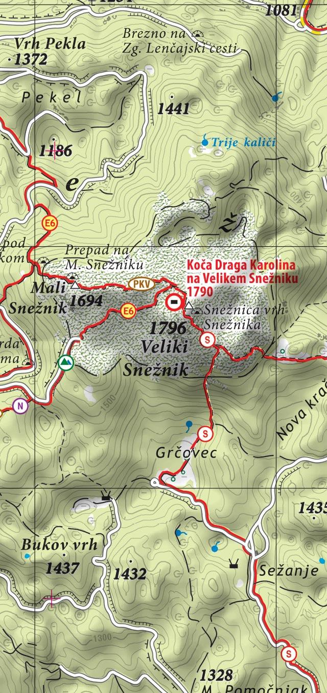 Planinska karta Notranjska s Snežnikom